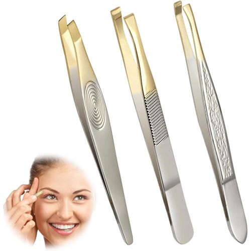 Kalanka-3 Pièces Pince A Epiler Professionnelle,Pince À Epiler En Acier Inoxydable Avec Sac En Cuir, Avec Revêtement Antidérapantpour Cils, Poils Incarnés, Poils De Barbe 
