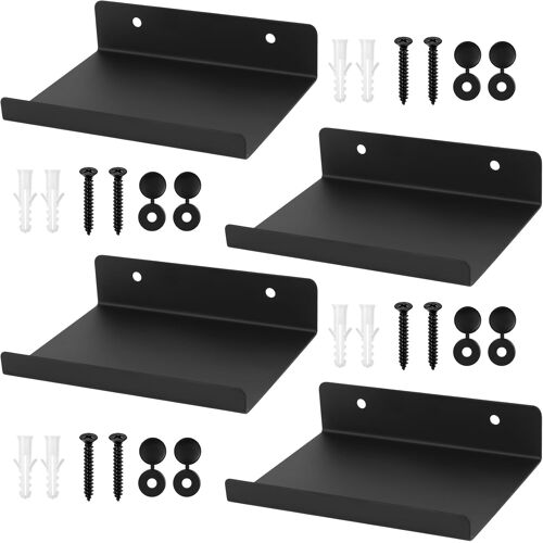 KALANKA-Petites Etagere Murale Noire, Petite Étagère Murale Etagere Noir Murale, Tablette Étagère Flottante, Étagère Murale Suspendue pour Salle de Bain Chambre à Couche Cuisine Bureau, 15 x 11,5 x 3