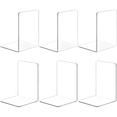 KALANKA-6 PcsSerre Livres pour Livre Lourds, Cale Livre Etagere, Serre-Livres en Acrylique Transparents, Presse Livress, Bloc Livrepour Étagères Maison Bureau Écoles Chambre Bibliothèque