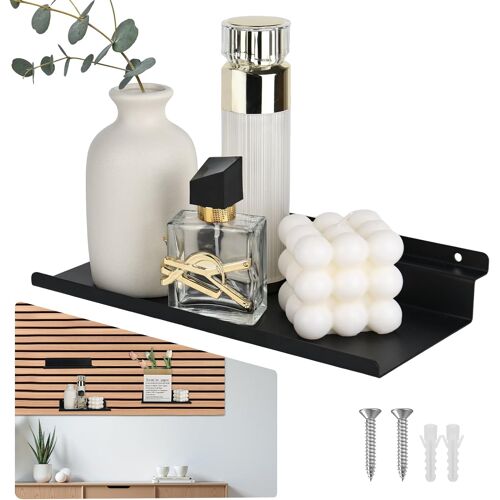 KALANKA-Étagère pour panneaux acoustiques - En métal - 25 x 10 cm - Accessoires - Noir - Pour salon, chambre à coucher, bureau, cuisine