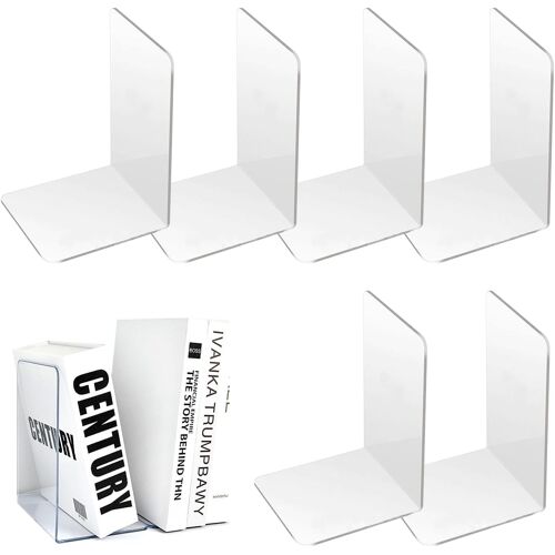 KALANKA-6 Pièces Acrylique Serre-Livres, Transparent Cale Livre, Réutilisable Serre-Livre, Serre Livre Transparent, Cale Livre Etagere Convient aux écoles Bibliothèques Bureaux Librairies Etude (10x1