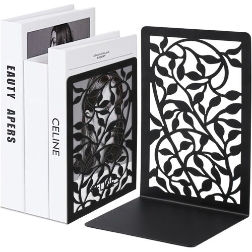 KALANKA-1 Pair Serre Livres pour Livres Lourds, Cale Livre Etagere Metal Noir, Presse Livres Bloc Livre pour Étagère, Serre-Livres pour Rangement Livres Maison, Bureau, Écoles