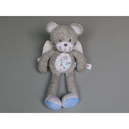 Doudou ours Nicotoy gris blanc bleu ailes étoiles