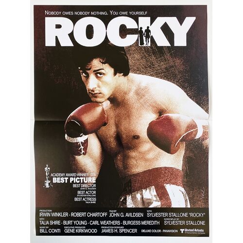 Rocky - Affiche De Cinéma Pliée - Format 40x53 Cm - De John G. Avildsen Avec Sylvester Stallone, Talia Shire, Burt Young, Carl Weathers - Ressortie