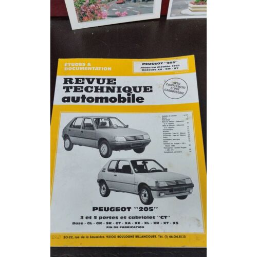 Revue Technique Automobile Peugeot 205 Jusqu'Au Modèle 1987 Moteurs Xv-Xw-Xy