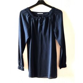 Tunique Chattawak Taille 38 Bleu Marine Soie Et Coton Tbe