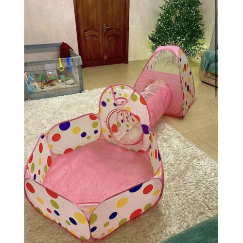 Tente De Jeu Enfant 3 En 1 Avec Tunnel Et Panier De Basket