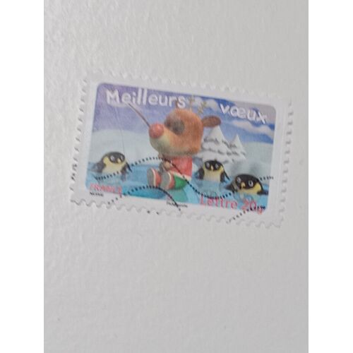 Timbre France 20g Lettre Oblitéré Yvert N° 3987 Meilleurs Voeux, Noel Manchots Et Rennes En Traineaux De 2006