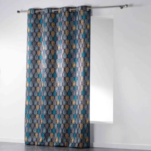 Rideau Imprimé "Gouttes" - Anthracite - 140 X 260 Cm