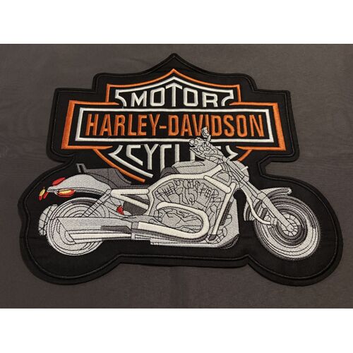 Maxi Patch Brodé Écusson Harley Davidson Logo Avec Moto