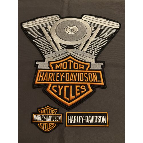 Kit 3 Patch Brodé Écusson Thermocollant Moteur Harley Davidson