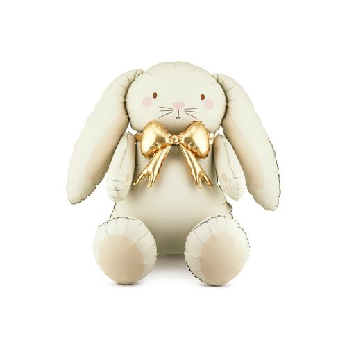 BALLON ALUMINIUM FORME LAPIN DOUDOU 74X84CM CRÈME