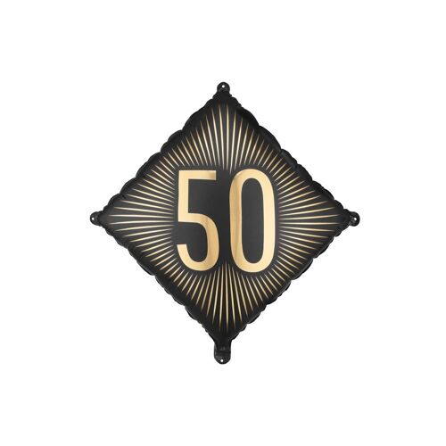 BALLON ALUMINIUM FORME LOSANGE 50ANS OR 46CM NOIR