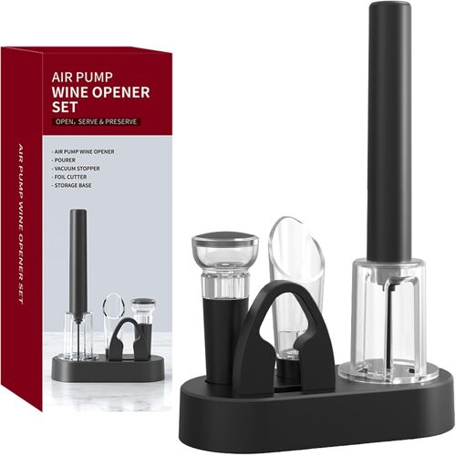 Set De Tire Bouchon Pompe À Air, Inclut Ouvre Bouteille Pression Pneumatique, Coupe-Capsule, Bouchon Bouteille, Verseur & Base, Portable Pour Maison Fête, Cadeau Pour Les Amateurs De Vincable Usb C C