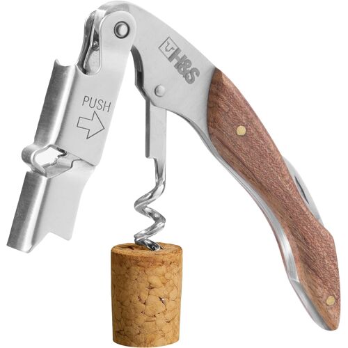 Tire Bouchon En Acier Inoxydable - 3-En-1 Tire-Bouchon De Serveur & Sommelier - Ouvre Bouteille Professionnel Avec Lame Coupe Film & Poignée En Bois - Tous Types De Bouchonscable Usb C Charge Rapide
