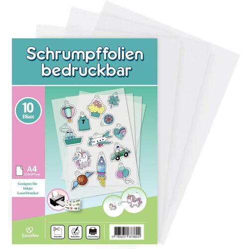 Kalanka-Lot De 10 Feuilles De Film Plastique Rétractable Imprimable A4 Thermorétractable Transparent Pour Artisanat