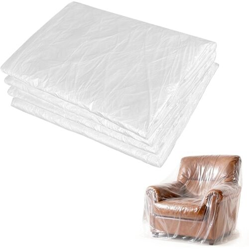 KALANKA-Lot De 4 Bache de Protection Peinture 4x5m, film plastique transparent, Film de Couverture Feuilles de Plastique Imperméables, pour rénovation, déménagement et travaux intérieurs ou extérieur