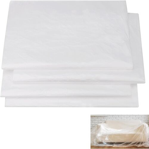 KALANKA-4 Paquets Bâche de Plastique Extra-larges pour Protection, 4 x 5m Bache de Protection Peinture, Feuilles de Plastique Imperméables, Feuilles de Poussière pour La Peinture et l'ameublement