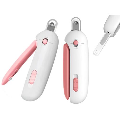 Coupe-Ongles Réglable Pour Chat Avec Lime Et Rangement Rose 