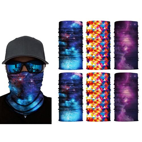 Lot De 6 Masques De Cyclisme Galaxie Bleu Marine, Violet Et Jaune