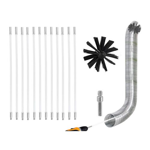 Kit de brosses de nettoyage de cheminée avec tiges extensibles et 12 tiges