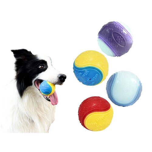 Lot De 4 Balles Couineuses De 6,5 Cm Pour Chien, À Mâcher Et À Jouer.