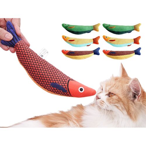Lot De 6 Jouets Interactifs Pour Chats D'intérieur En Forme De Poisson-Saury Avec Clochettes