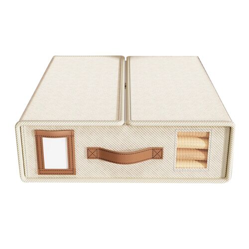 Boîte De Rangement Pliable Pour Draps-Housses Avec Fenêtre Transparente Et Couvercle - Beige