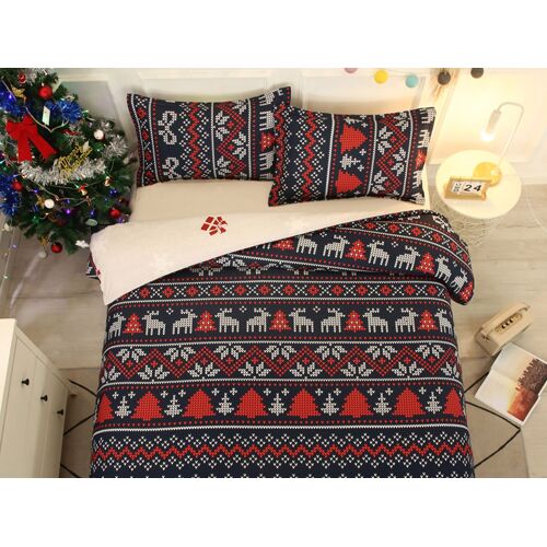 Parure De Lit De Noël Pour Lit Queen Size Avec Motif Rennes Et Carreaux