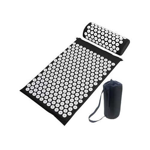 Ensemble Tapis Et Oreiller De Massage Par Acupression - Noir