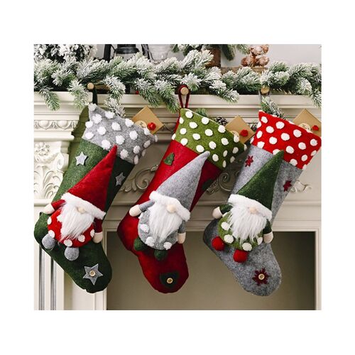 Chaussettes de Noël, poupée sans visage, sac cadeau, porte-bonbons, 50 x 23 x 25 cm