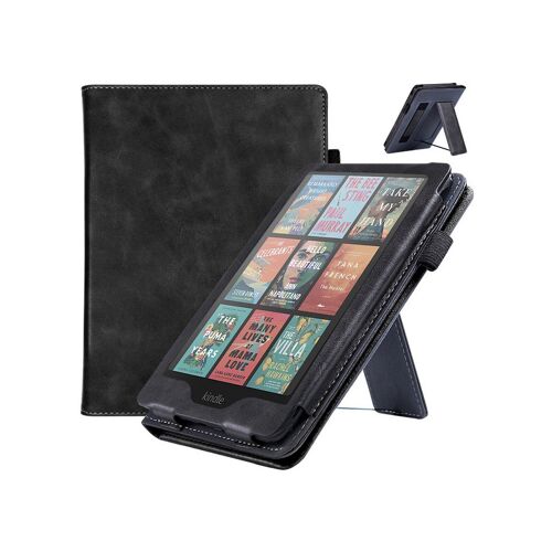 Étui en cuir PU avec support pour Kindle Paperwhite 12e génération - Noir