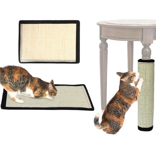 Tapis À Griffer Pour Chat En Sisal Naturel Avec Bande Auto-Agrippante