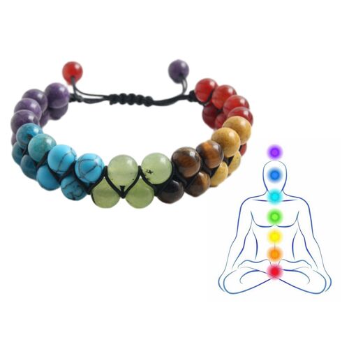 Bracelet Chakra En Perles De Pierre Rouge Et Violette Pour Le Yoga Et La Méditation