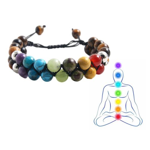 Bracelet De Perles De Pierre De Yoga Pour La Guérison Des Chakras Avec ?Il De Tigre