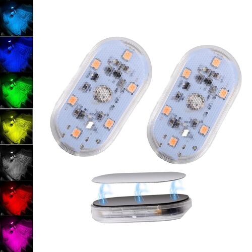 Kalanka-Led Voiture Exterieur/Interieur 2 Pièces Sans Fil, Éclairage Intérieur Usb Rechargeable Multicolore