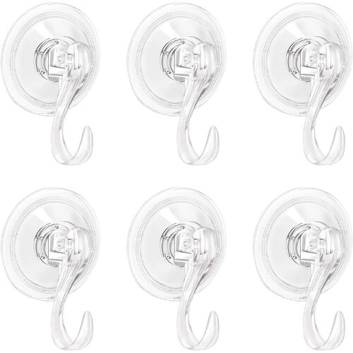KALANKA-6 Pièces Ventouse Crochet Salle de Bain Réutilisables Crochet Ventouse Ventouses avec Crochets Ventouse Douche sans Percer 3 kg (max) pour Serviette,Cuisine,Salle de Bains,Bureau, Fenêtre