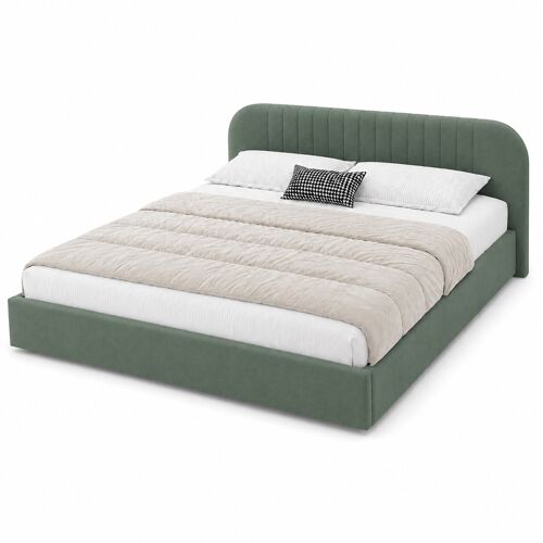 IRVINE - Lit avec coffre de rangement 160x200cm en velours vert