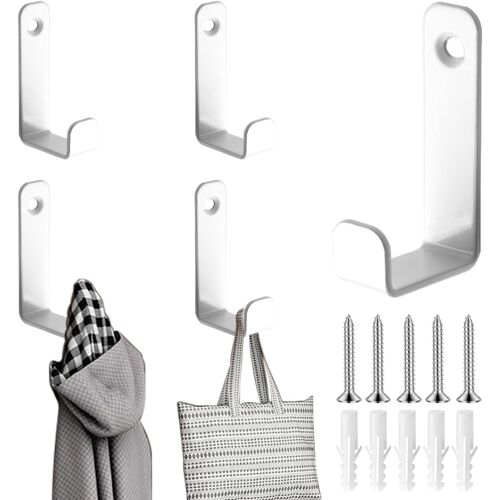 KALANKA-5 Pièces Crochets Muraux Porte Manteaux, Crochet à Visser Patère Murale en L, Universels Patere Porte Manteau, Moderne Patere Murale Salle de Bain, Kleiderhaken pour Serviettes, Écharpes, Sac