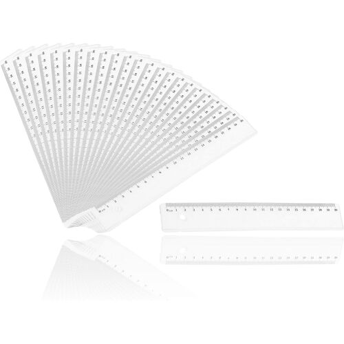 Kalanka-Lot De 24 Règles - Longueur De La Règle 20 Cm - Plastique -Transparent Verre Clair - Avec Graduation En Cm Et Mm - Pour École, Bureau, Maison