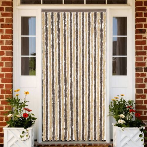 Vidaxl Rideau Anti-Mouches Marron Foncé Et Beige 56x185 Cm Chenille