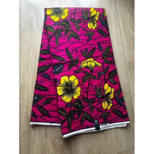 Coupon De Tissu Wax Polycoton Fleurs D'Hibiscus
