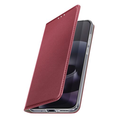 Étui pour Moto G87 avec Porte-carte Magnétique et Fonction Support Vidéo Bordeaux