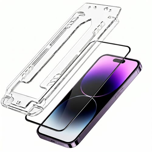 Lot de 2 Verre Trempé pour iPhone 14 Pro Max avec Cadre Applicateur 3mk Noir / Transparent