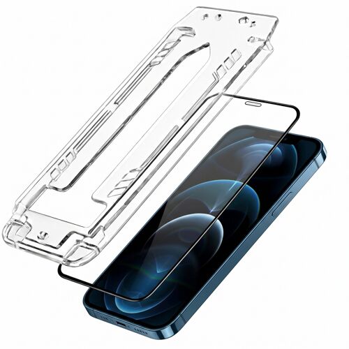 Lot de 2 Verre Trempé pour iPhone 12 Pro Max avec Cadre Applicateur 3mk Noir / Transparent