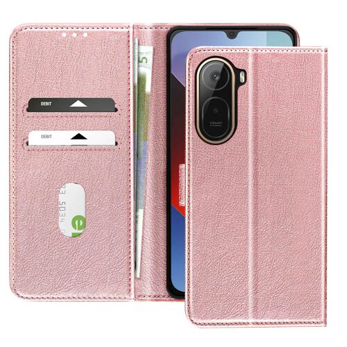 Étui pour Redmi A7 Pro Série Chesterfield avec Porte-cartes et Support Vidéo Rose