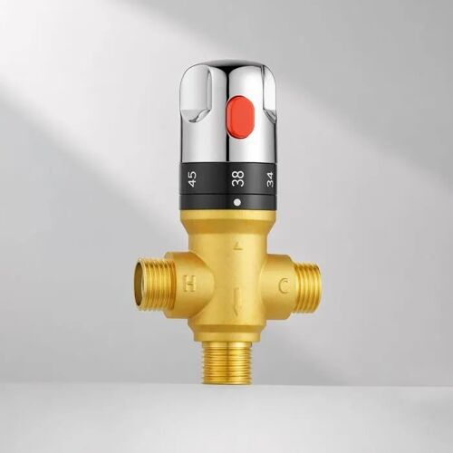 MORADO Vanne de Mélange Thermostatique en Laiton Doré, Connexions BSP 15 mm, Contrôle Précis de Température de l'Eau.