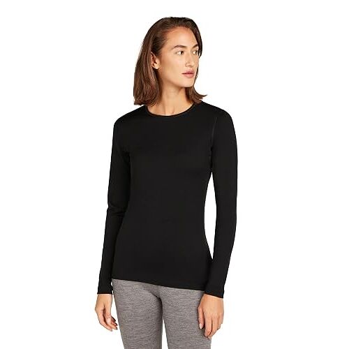 Icebreaker - Women's 200 Oasis L/S Crewe - Sous-Vêtement Mérinos Taille L, Noir