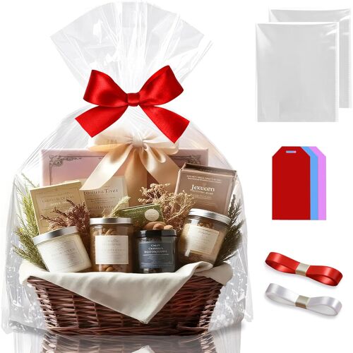 Kalanka-Grande Sac Cadeau En Cellophane, Papier Cadeau Transparent,Papier Transparent Emballage,Cellophane Emballage Cristal,Film Cadeau,Panier Cadeau Film Cristal, Papier Fleuriste Fleurs(2pcs 125x