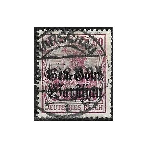 Pologne, Occupation Allemande 1916, Beau Timbre Yvert 16, Type Germania Surchargé 'Gen-Gouv. Warschau' - 60 Pfg Lilas, Oblitéré, Tbe.